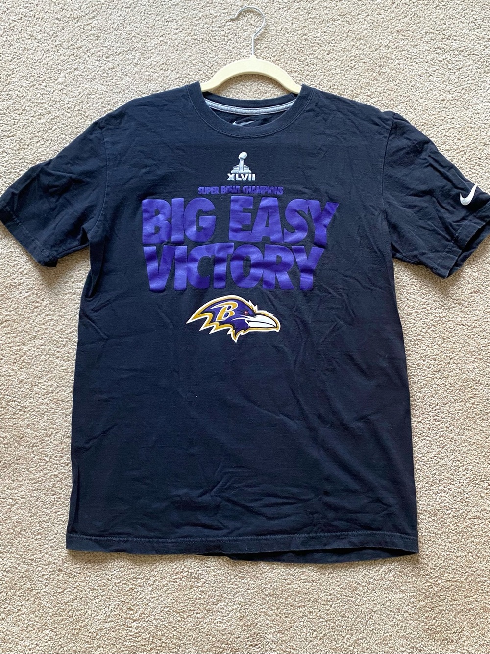 Nike Black T-Shirt with Purple "Big Easy Victory" and Ravens Logo